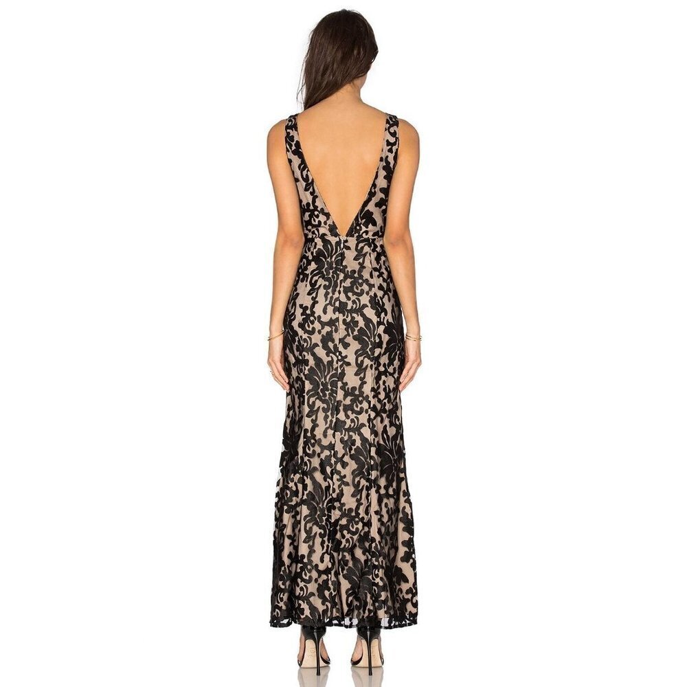 NWT Lovers + Friends Black Lace Beige Formal Gown $348 - Picture 4 of 15
